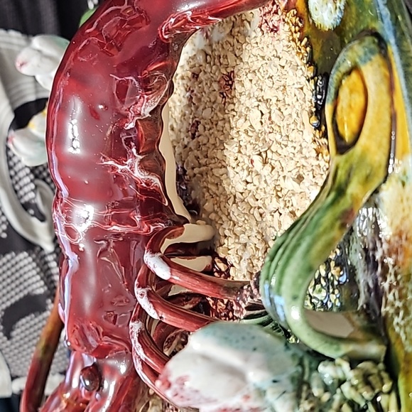 Rare ceramic plate Lobster with. Vintage antique palissy plate handmade faience - Picture 5 of 9